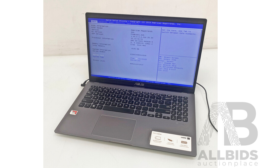 ASUS (D509B) AMD (A9-9425) Radeon R5 3.10GHz-3.70GHz 2-Core CPU 15.6-Inch Laptop