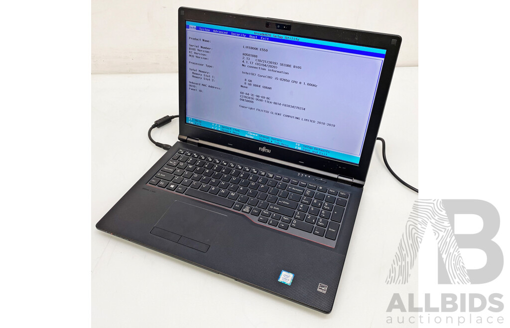 Fujitsu Lifebook E559 Intel Core I5 (8265U) 1.60GHz - 3.90GHz 4-Core CPU 15.6-Inch Laptop