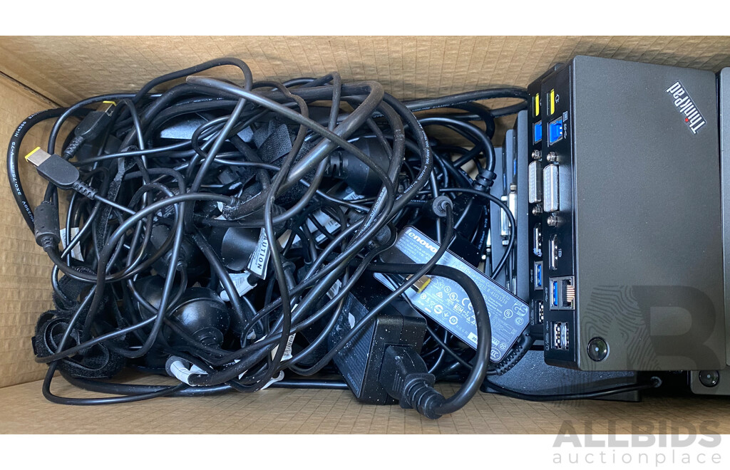 Assorted Lot of Lenovo Docking Stations & Power Supplies