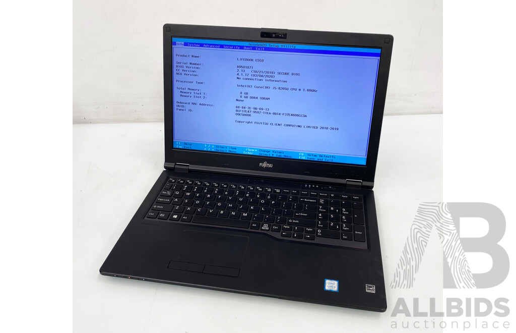 Fujitsu Lifebook E559 Intel Core I5 (8265U) 1.60GHz - 3.90GHz 4-Core CPU 15.6-Inch Laptop