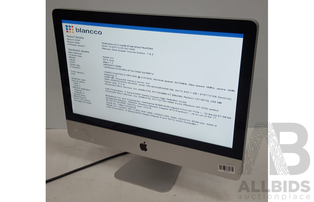 Apple (A1311) Intel Core i3 (540) 3.06GHz 2-Core CPU 21.5-Inch iMac (Mid-2010)