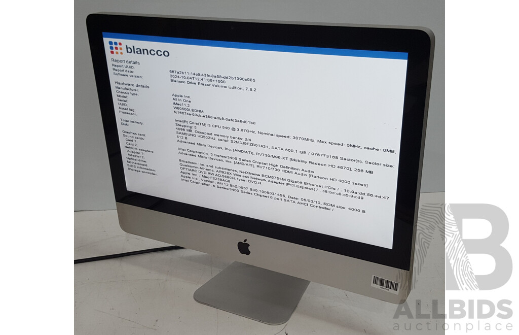 Apple (A1311) Intel Core i3 (540) 3.06GHz 2-Core CPU 21.5-Inch iMac (Mid-2010)