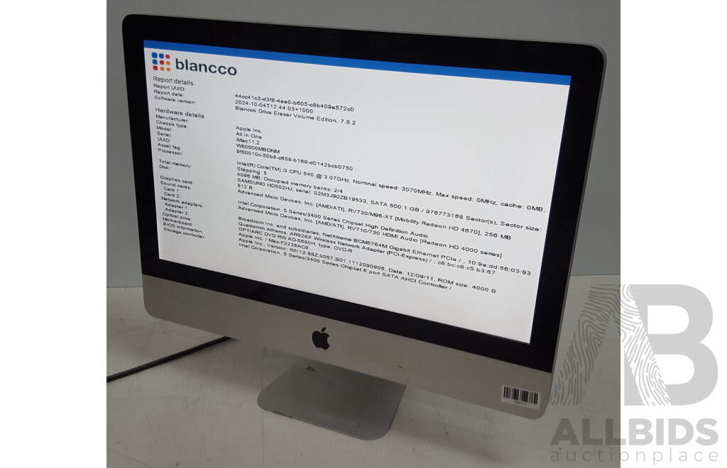 Apple (A1311) Intel Core i3 (540) 3.06GHz 2-Core CPU 21.5-Inch iMac (Mid-2010)