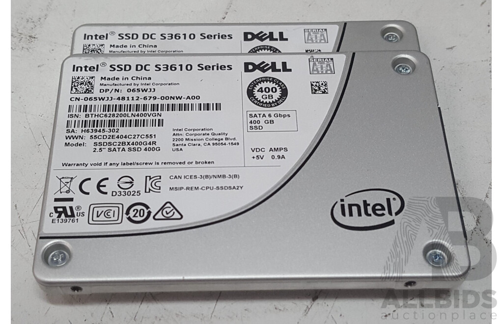Intel SSD DC S3610 Series 400GB SATA 2.5-Inch Solid State Drive - Lot of Two