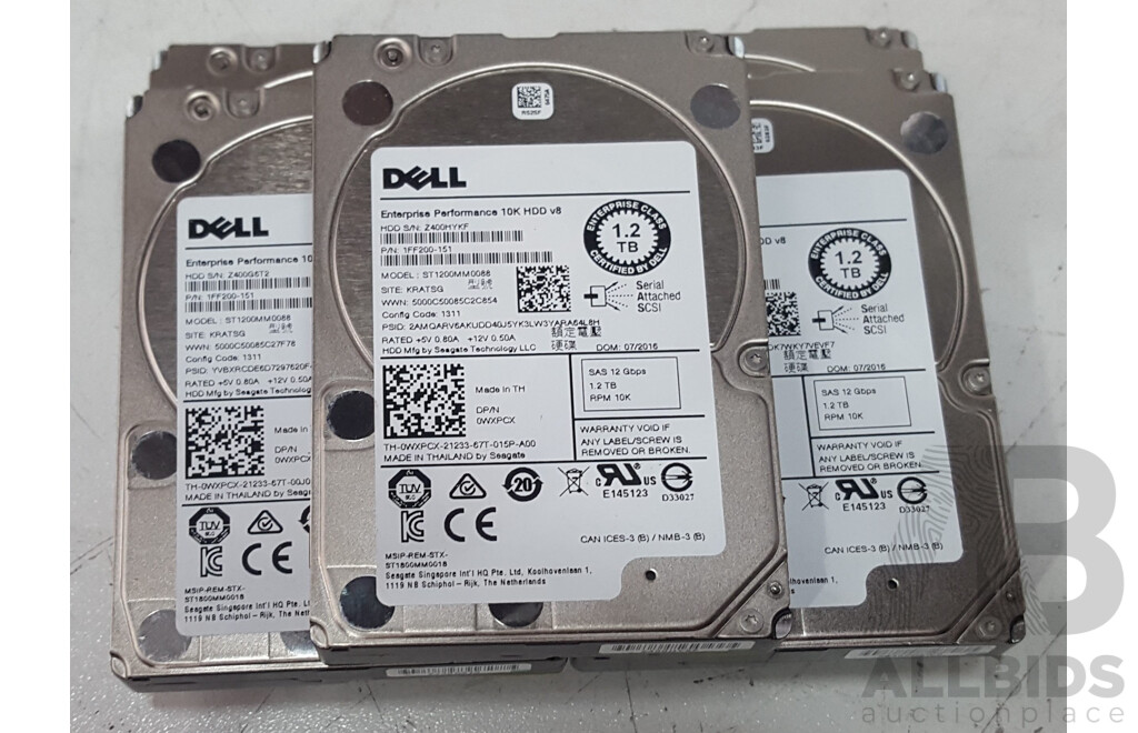 Dell 1.2TB SAS 10K 2.5-Inch Hard Drive - Lot of Five
