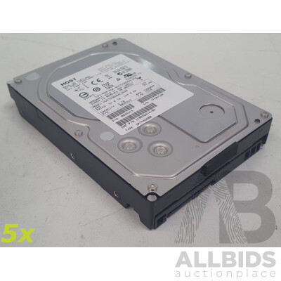 HGST 2TB 7.2K SAS 3.5-Inch Hard Drives - Lot of Five