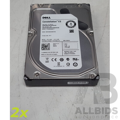 Dell Constellation ES 2TB SATA 7.2K 3.5-Inch Hard Drive - Lot of Two
