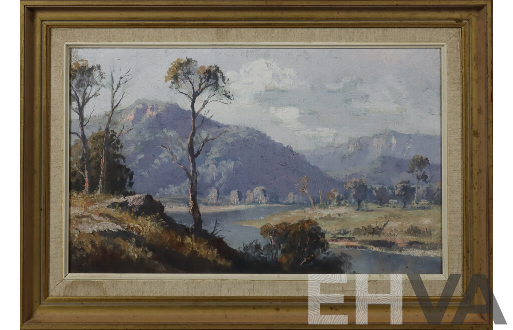 Leon William Hanson (20th Century, Australian, 1921-2011), The Rivertree Capertree Valley, N.S.W, Oil on Canvas, 43 x 62 cm (frame)