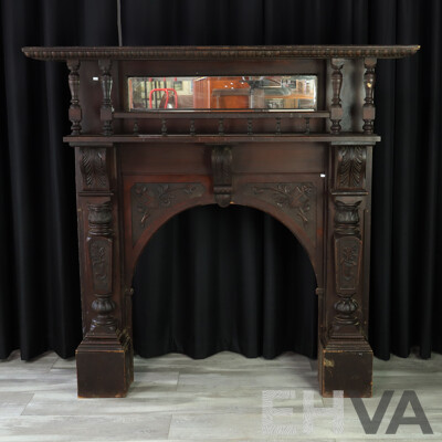 Heavily Carved English Mahogany Fire Surround