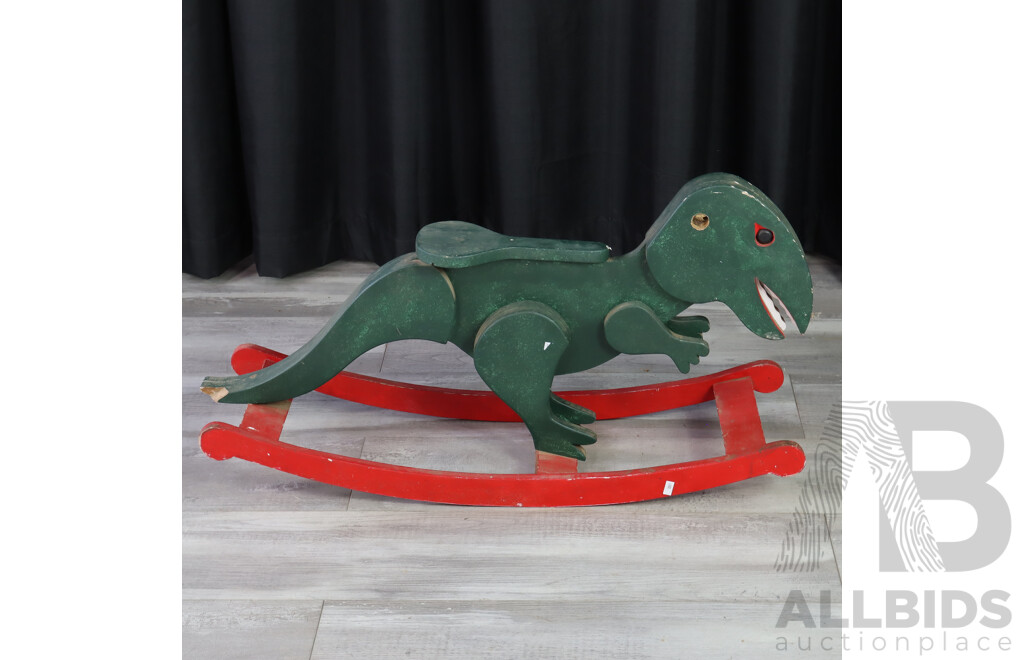 Vintage Painted Childs Rocking Dinosaur