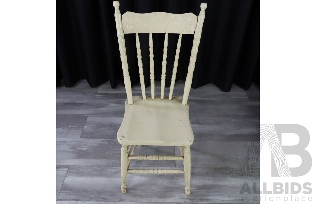 Pair of White Painted Spindle Back Dining Chairs