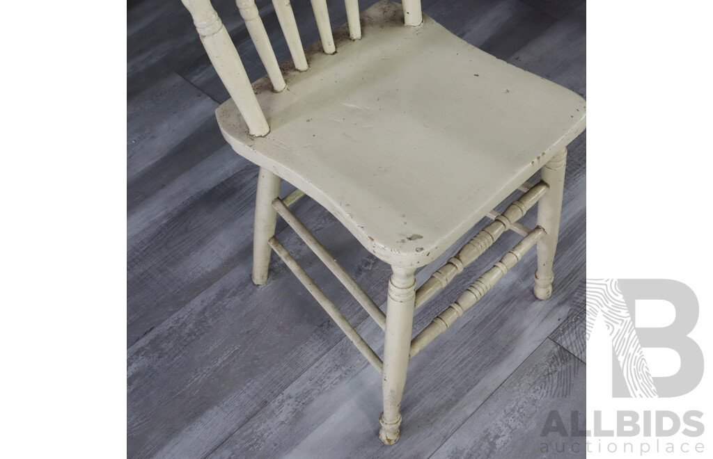 Pair of White Painted Spindle Back Dining Chairs