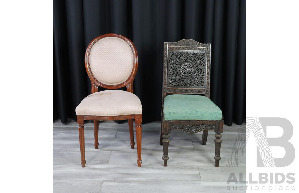 Anglo- Chinese Blackbean Side Chair and Another