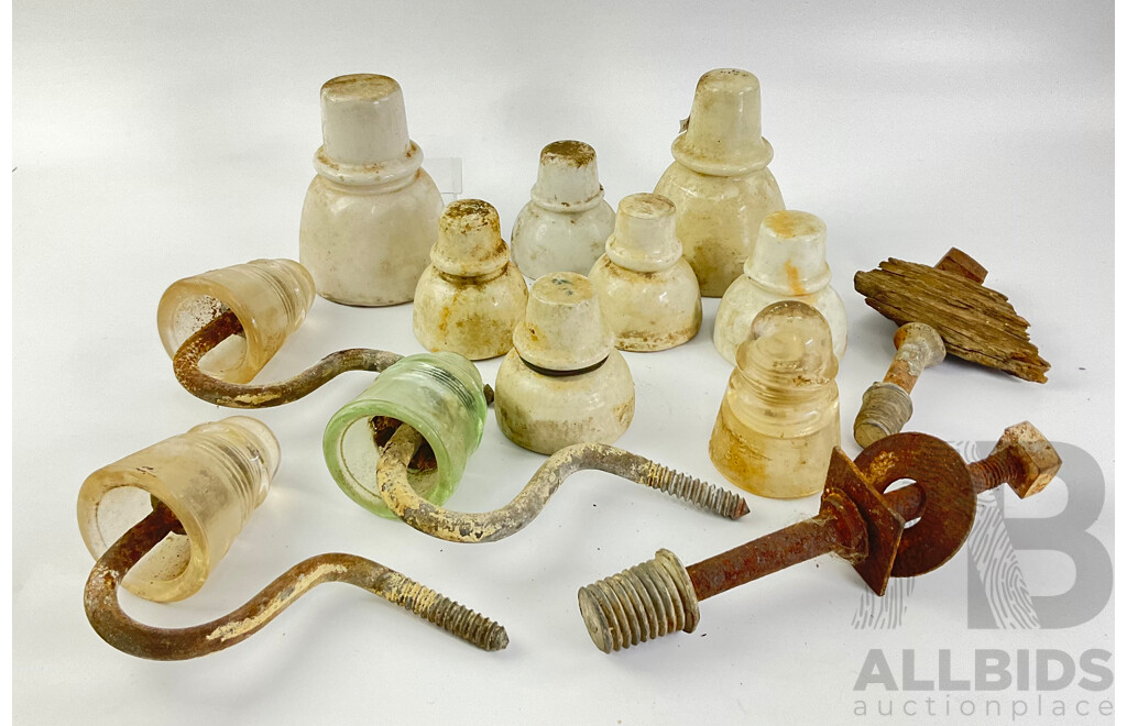 Vintage Ceramic and Glass Power Line Insulators