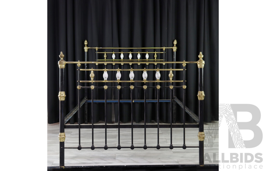 Steel and Brass Double Bed Frame