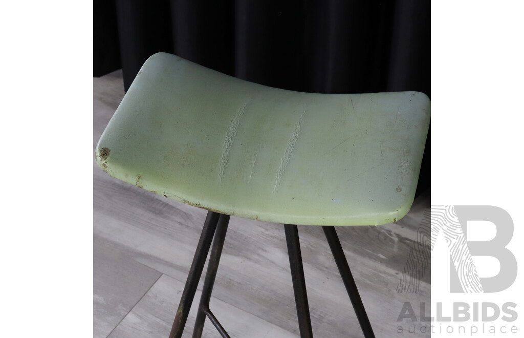 Set of Three Metal Based Barstools with Vinyl Upholstery