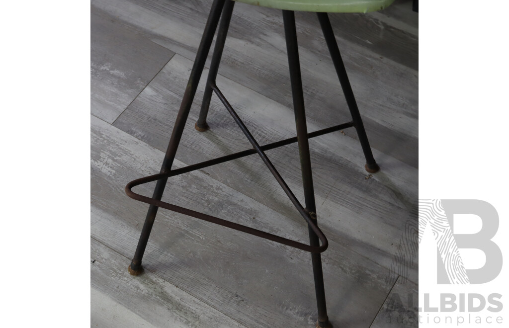 Set of Three Metal Based Barstools with Vinyl Upholstery