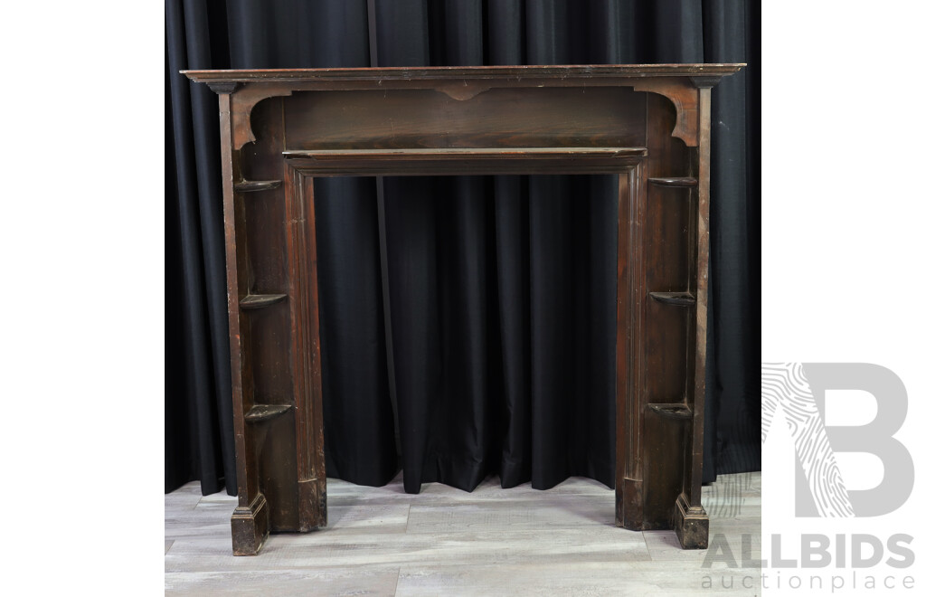 Edwardian Fumed Pine Mantlepiece with Shelves