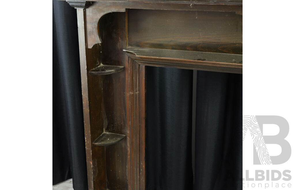 Edwardian Fumed Pine Mantlepiece with Shelves