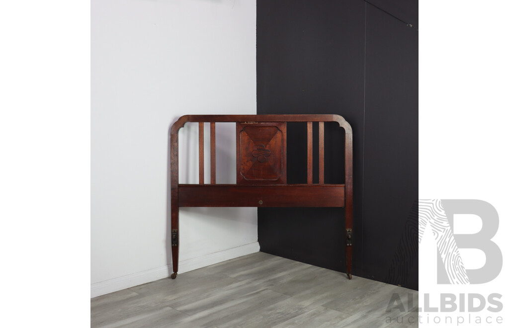 Beard Watson, Sydney, Mahogany Double Bed, Circa 1925, with Iron Side Rails