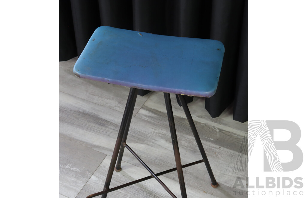 Set of Three Metal Based Barstools with Vinyl Upholstery