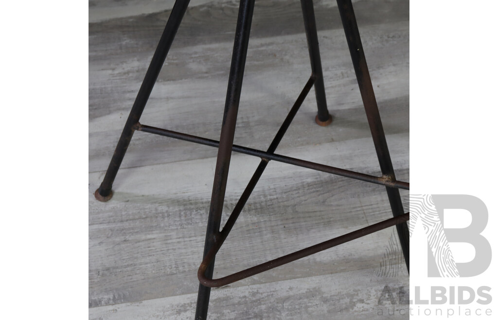 Set of Three Metal Based Barstools with Vinyl Upholstery