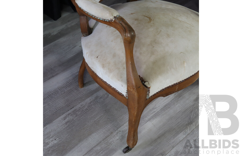 Pair of French Walnut Upholstered ARMCHAIRS