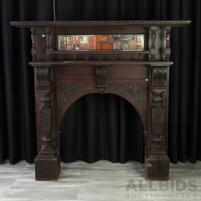 Heavily Carved English Mahogany Fire Surround