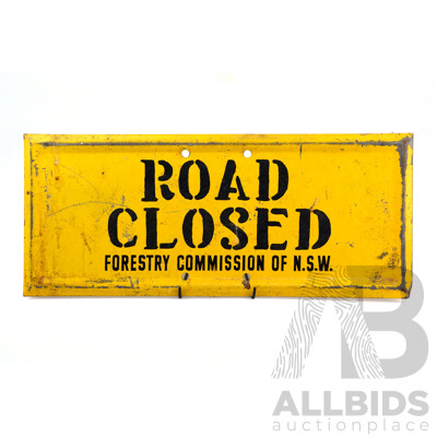 Vintage 1960s Forestry Commision Road Closed Tin Sign