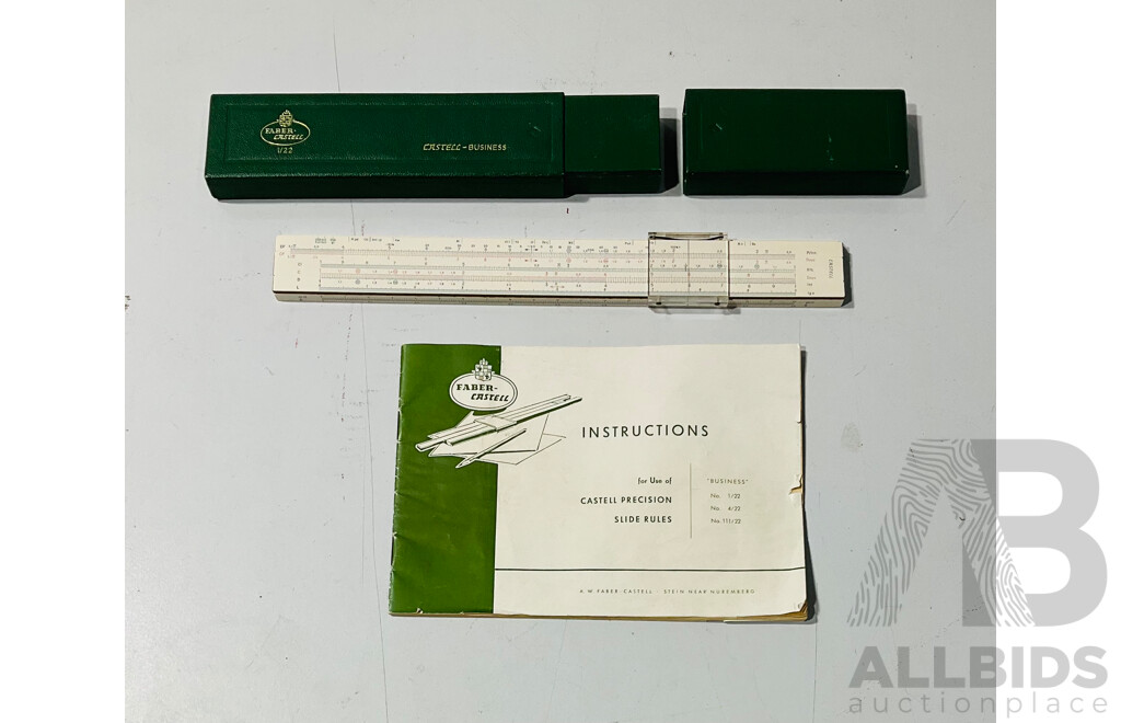 Vintage Faber Castell Precision Slide Rule in Original Box with Instruction Manual