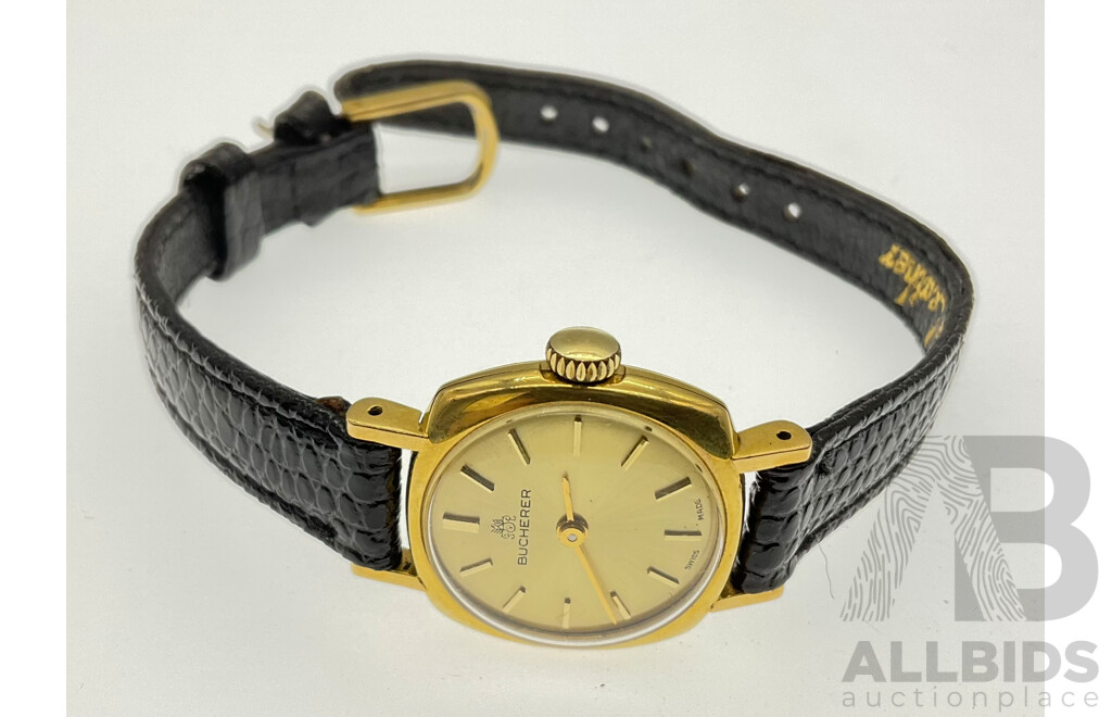 Vintage Bucherer Wrist Watch with 18k Gold Case, Swiss Made