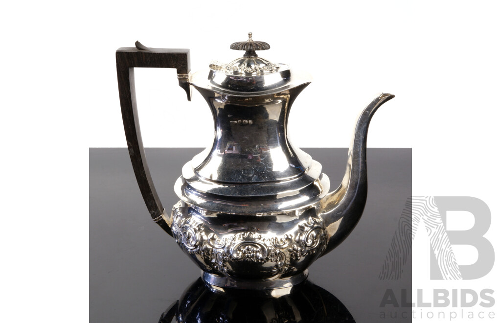 Antique Edwardian Frederick Herbert Aderton Sterling Silver Coffee Pot, Birmingham 1909, 616 Grams