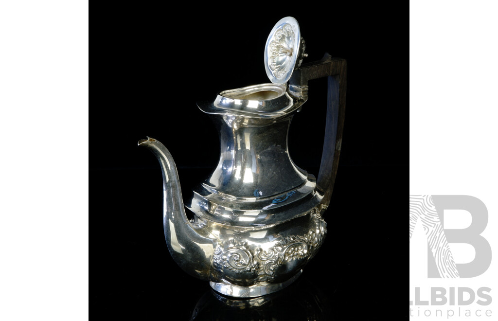 Antique Edwardian Frederick Herbert Aderton Sterling Silver Coffee Pot, Birmingham 1909, 616 Grams