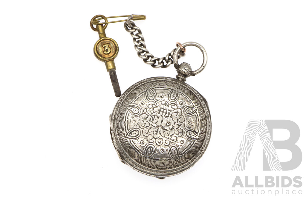 Antique Victorian Stewart Dawson & Co, Liverpool Sterling Silver 42mm Hunting Pocket Watch, Birmingham 1887