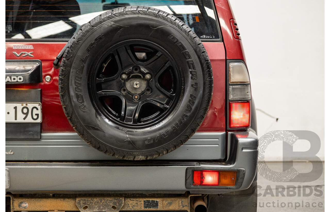 5/1998 Toyota Landcruiser Prado Grande VX (4x4) VZJ95R 4d Wagon Beaujolais Red Metallic V6 3.4L - 7 Seater