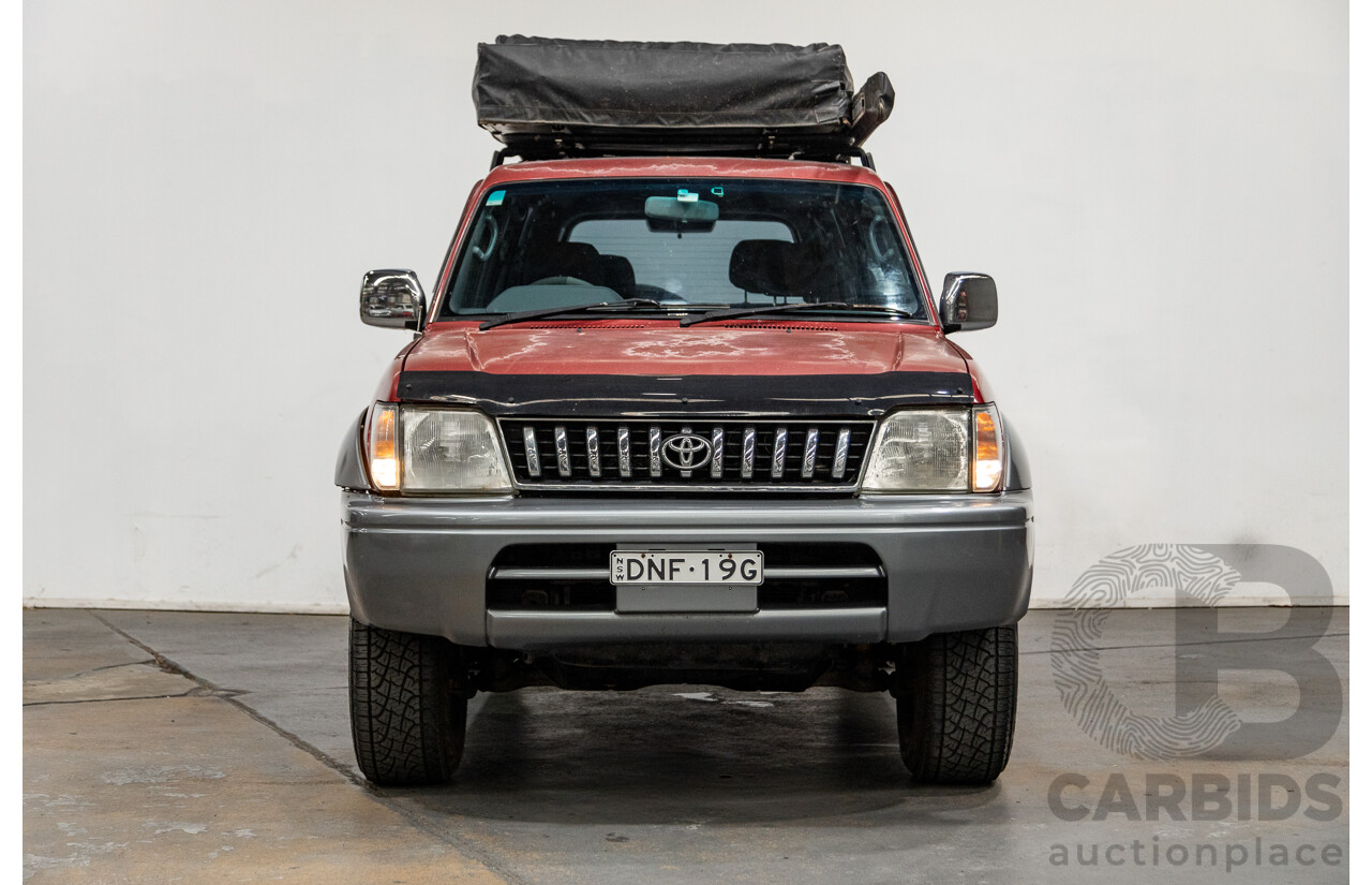 5/1998 Toyota Landcruiser Prado Grande VX (4x4) VZJ95R 4d Wagon Beaujolais Red Metallic V6 3.4L - 7 Seater