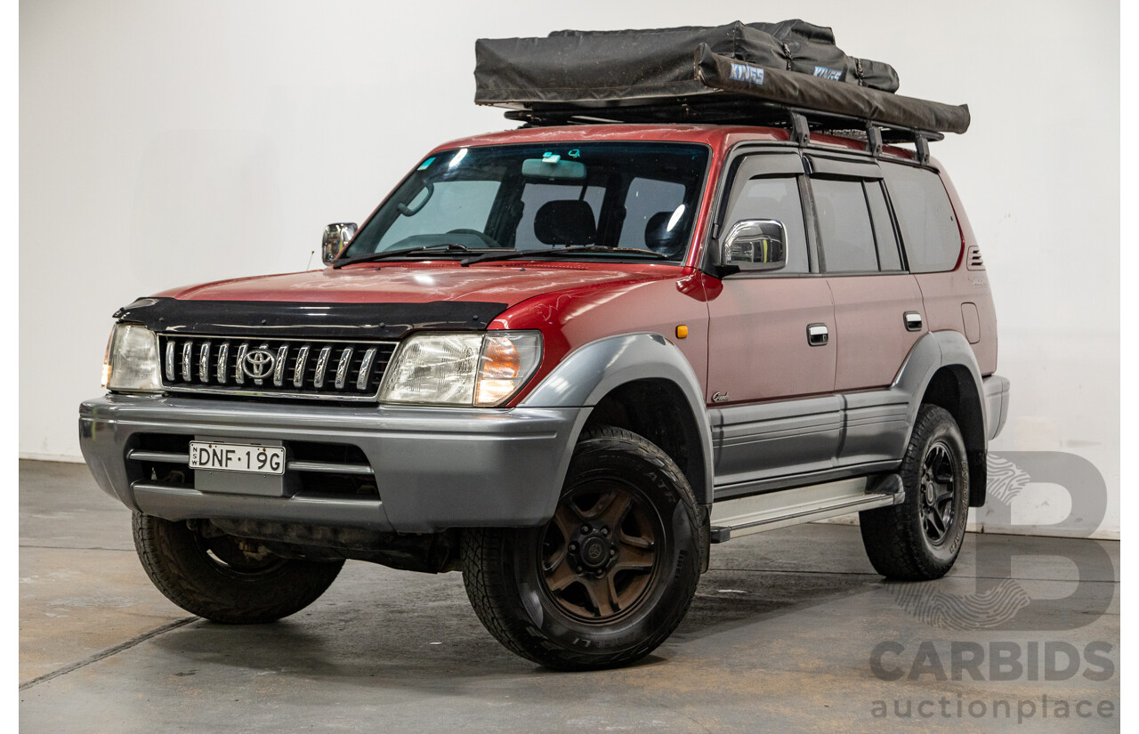 5/1998 Toyota Landcruiser Prado Grande VX (4x4) VZJ95R 4d Wagon Beaujolais Red Metallic V6 3.4L - 7 Seater