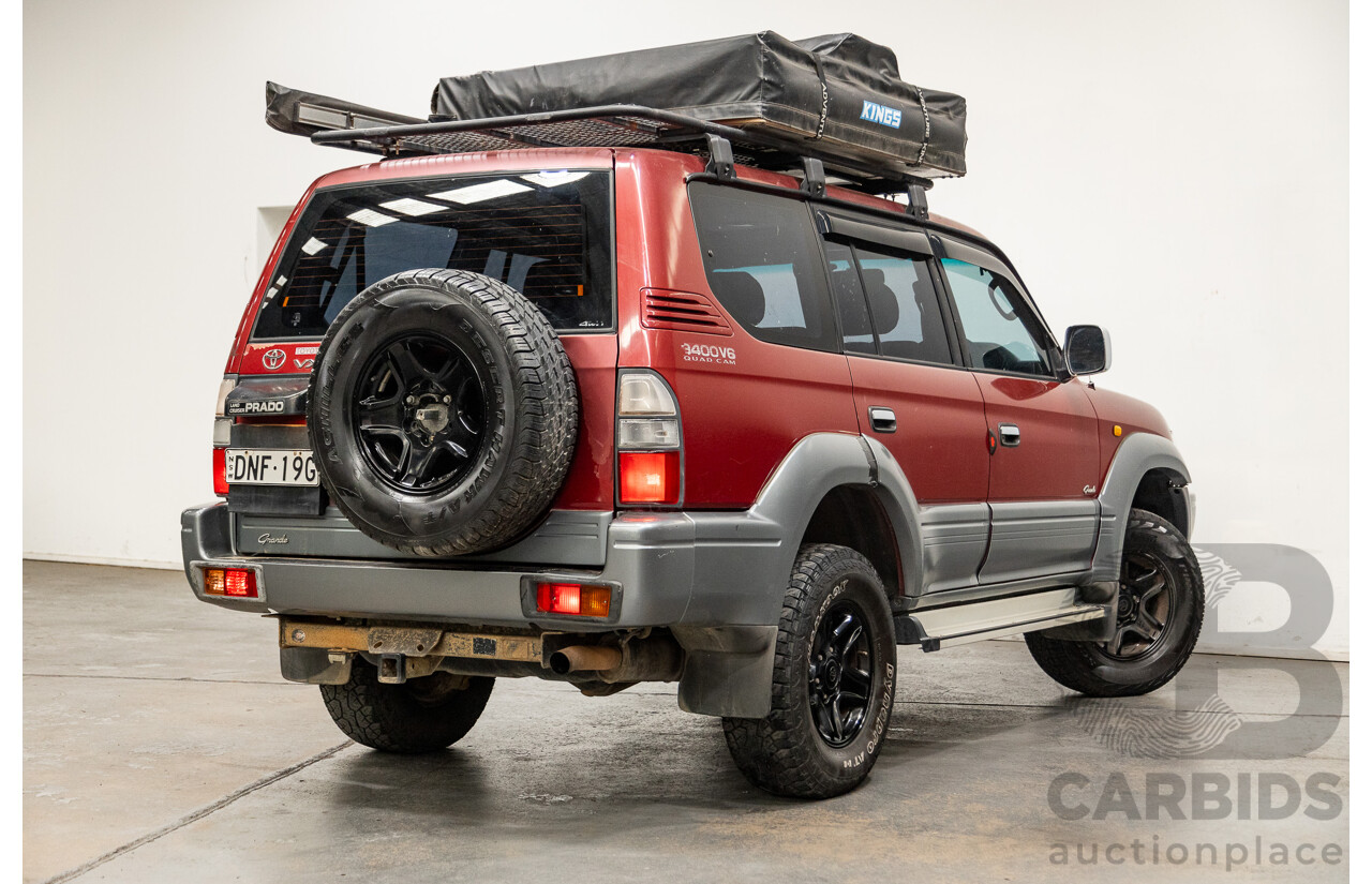 5/1998 Toyota Landcruiser Prado Grande VX (4x4) VZJ95R 4d Wagon Beaujolais Red Metallic V6 3.4L - 7 Seater