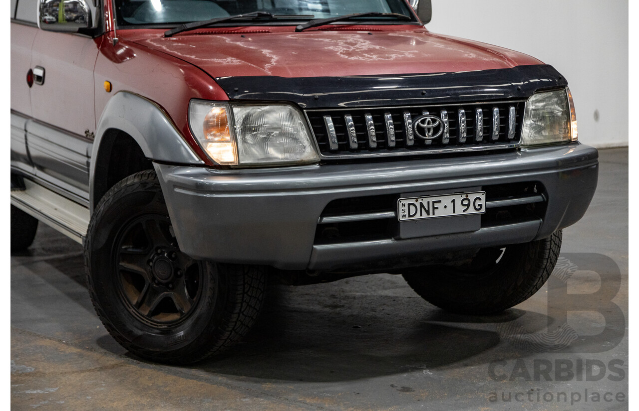 5/1998 Toyota Landcruiser Prado Grande VX (4x4) VZJ95R 4d Wagon Beaujolais Red Metallic V6 3.4L - 7 Seater