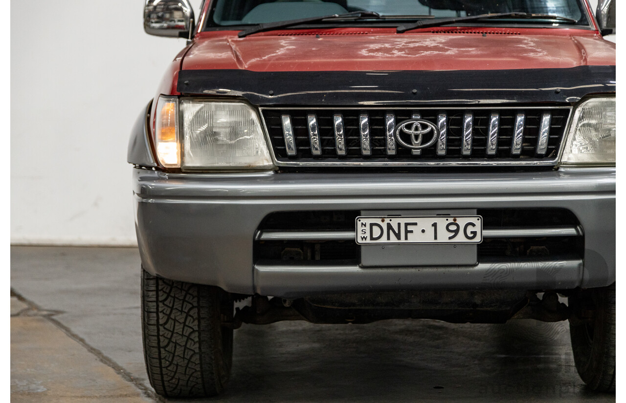 5/1998 Toyota Landcruiser Prado Grande VX (4x4) VZJ95R 4d Wagon Beaujolais Red Metallic V6 3.4L - 7 Seater