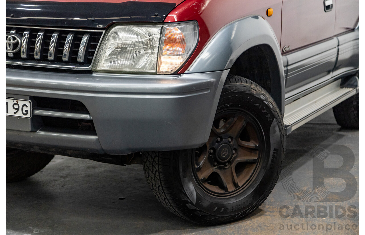 5/1998 Toyota Landcruiser Prado Grande VX (4x4) VZJ95R 4d Wagon Beaujolais Red Metallic V6 3.4L - 7 Seater