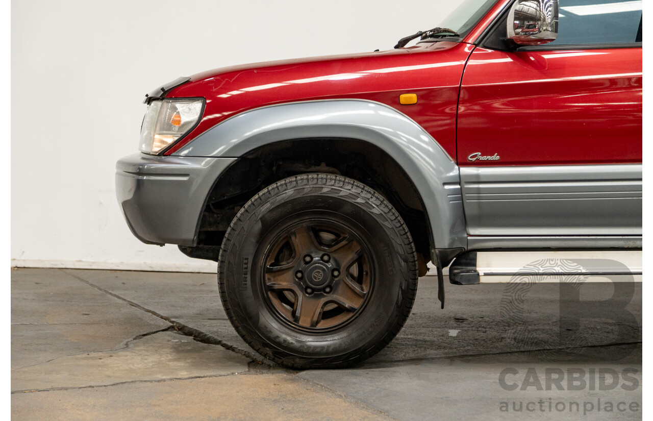 5/1998 Toyota Landcruiser Prado Grande VX (4x4) VZJ95R 4d Wagon Beaujolais Red Metallic V6 3.4L - 7 Seater