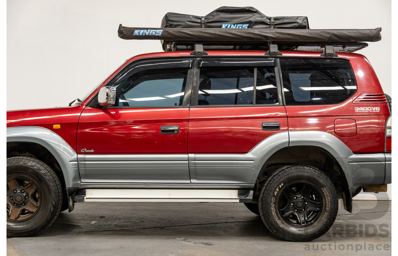 5/1998 Toyota Landcruiser Prado Grande VX (4x4) VZJ95R 4d Wagon Beaujolais Red Metallic V6 3.4L - 7 Seater