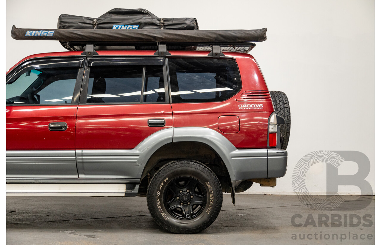 5/1998 Toyota Landcruiser Prado Grande VX (4x4) VZJ95R 4d Wagon Beaujolais Red Metallic V6 3.4L - 7 Seater