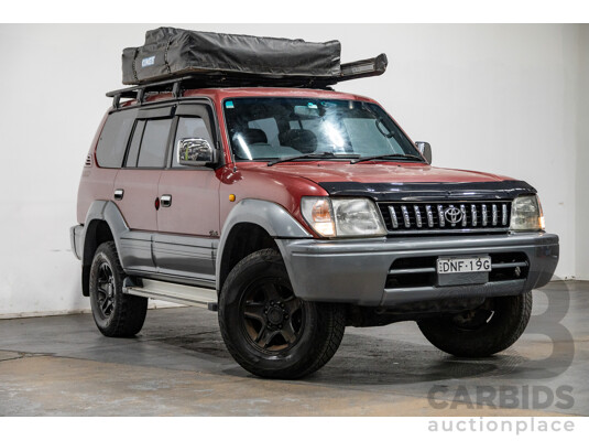 5/1998 Toyota Landcruiser Prado Grande VX (4x4) VZJ95R 4d Wagon Beaujolais Red Metallic V6 3.4L - 7 Seater