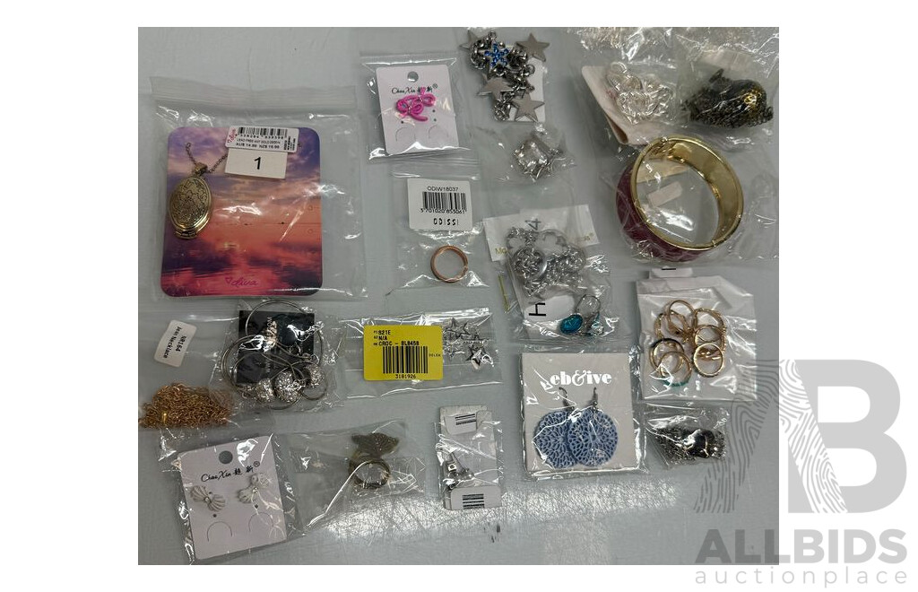 Assorted Lot of - Mini Figurines, Jewelry, Mugs, Body Wash, Puzzle and Plates