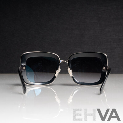 Chanel Metal Square Spring Prescription Sunglasses in Black and Silver