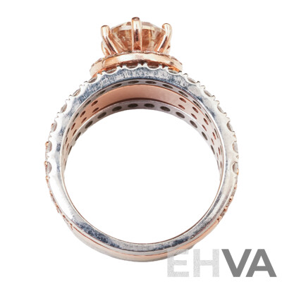 2.01ct Diamond Solitaire Platinum & Rose Gold Diamond Set Ring, TDW 3.65ct, Size N, 11.55 Grams
