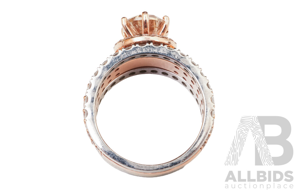 2.01ct Diamond Solitaire Platinum & Rose Gold Diamond Set Ring, TDW 3.65ct, Size N, 11.55 Grams