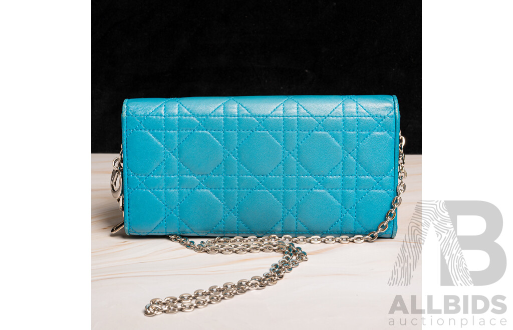 Dior Blue Cannage Lady Dior Wallet on Chain